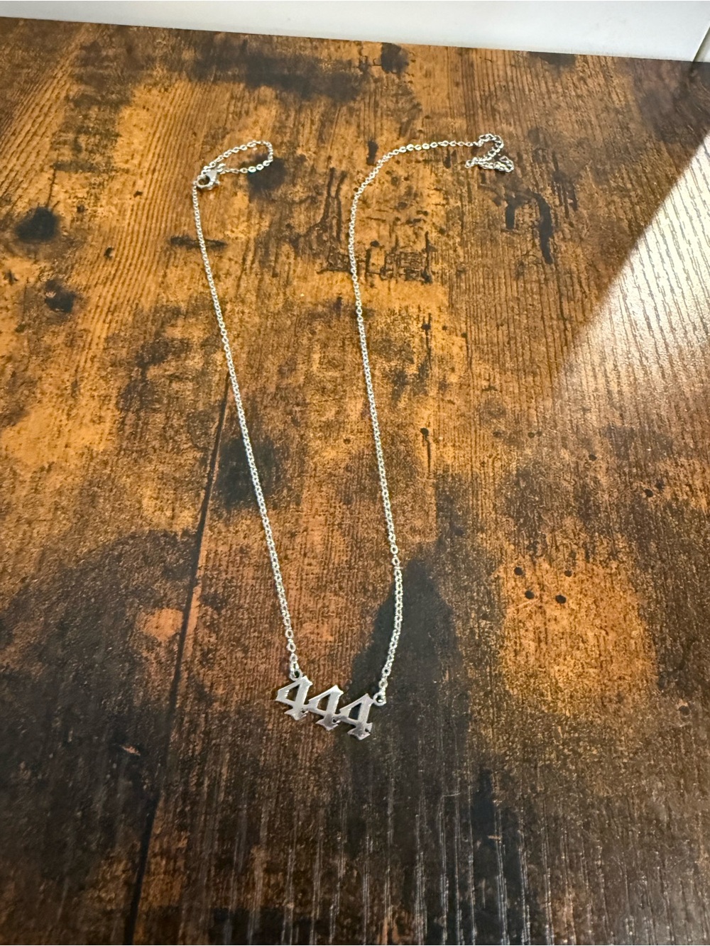 Silver '444' Number Pendant Necklace